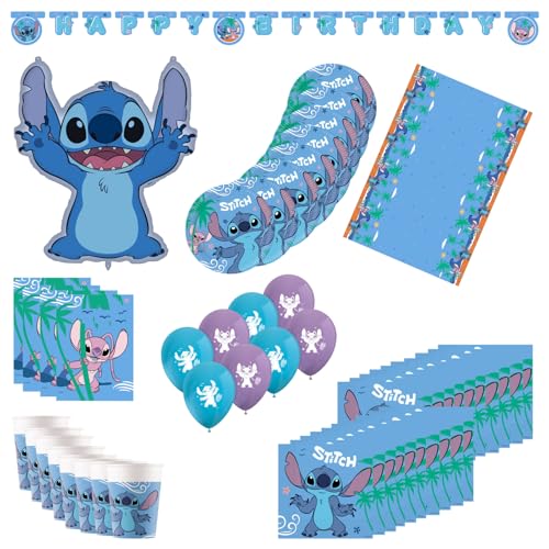 Procos - Geburtstagsdeko Stitch, 55-teiliges Set, enthält 8 Pappteller, 8 Pappbecher, 20 Servietten, Tischdecke, Girlande, 8 Luftballons, Folienballon, 8 Partytüten, Tischdeko für Kindergeburtstag Procos - Geburtstagsdeko Stitch, 55-teiliges Set, enthält 8 Pappteller, 8 Pappbecher, 20 Servietten, Tischdecke, Girlande, 8 Luftballons, Folienballon, 8 Partytüten, Tischdeko für Kindergeburtstag von Procos