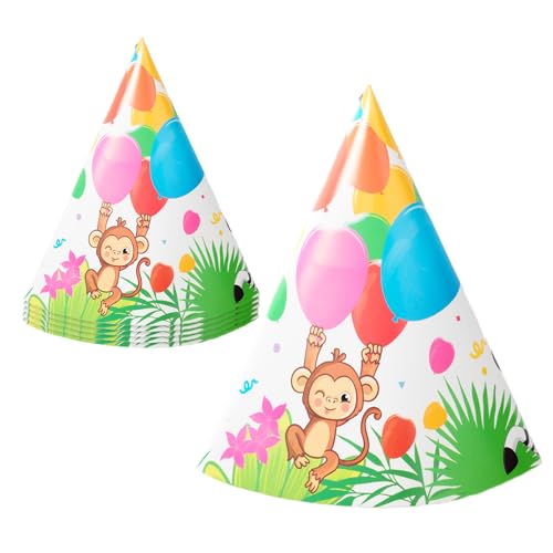 Procos - Kegel Partyhüte Jungle Balloons aus FSC-zertifiziertem Papier, 6 Stück, mehrfarbig, 93784 von Procos