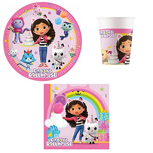 Procos PRO10245291DY - Partyset S Gabby's Dollhouse, 52-teiliges Set, Teller, Becher, Servietten, Einweggeschirr, Geschirrset Procos PRO10245291DY - Partyset S Gabby's Dollhouse, 52-teiliges Set, Teller, Becher, Servietten, Einweggeschirr, Geschirrset von Procos
