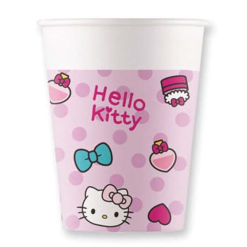 Procos - Pappbecher FSC Hello Kitty Fashion Stylish (200ml), 8 Stück, rosa, 94700 von Procos