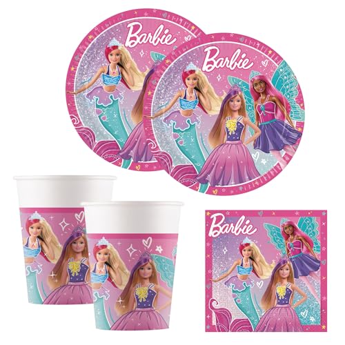 Procos - Party Set Barbie Fantasy, mehrteiliges Dekoset für Kindergeburtstag und Sommerfest, Tischdeko, Geburtstagsdeko Procos - Party Set Barbie Fantasy, mehrteiliges Dekoset für Kindergeburtstag und Sommerfest, Tischdeko, Geburtstagsdeko von Procos