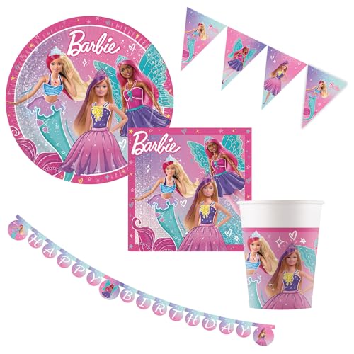 Procos - Party Set Barbie Fantasy, mehrteiliges Dekoset für Kindergeburtstag und Sommerfest, Tischdeko, Geburtstagsdeko Procos - Party Set Barbie Fantasy, mehrteiliges Dekoset für Kindergeburtstag und Sommerfest, Tischdeko, Geburtstagsdeko von Procos