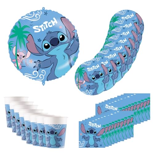 Procos - Partygeschirr Disney Stitch, 37-teilige Geburtstagsdeko enthält 8 Pappteller, 8 Pappbecher, 20 Servietten und einen Folienballon, Tischdeko für den Kindergeburtstag Procos - Partygeschirr Disney Stitch, 37-teilige Geburtstagsdeko enthält 8 Pappteller, 8 Pappbecher, 20 Servietten und einen Folienballon, Tischdeko für den Kindergeburtstag von Procos