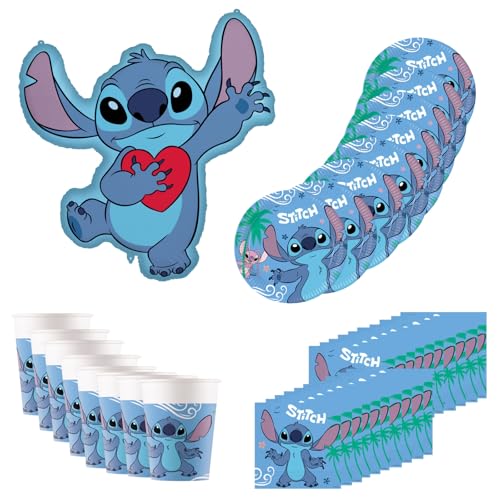 Procos - Partygeschirr Disney Stitch, 37-teilige Geburtstagsdeko enthält 8 Pappteller, 8 Pappbecher, 20 Servietten und einen Folienballon, Tischdeko für den Kindergeburtstag Procos - Partygeschirr Disney Stitch, 37-teilige Geburtstagsdeko enthält 8 Pappteller, 8 Pappbecher, 20 Servietten und einen Folienballon, Tischdeko für den Kindergeburtstag von Procos