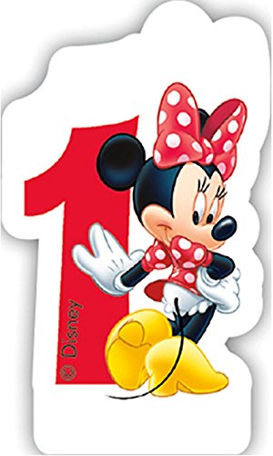 Procos Zahlenkerze 1 * Minnie Maus * für Kindergeburtstag // Kinder Geburtstag Party Numeral Birthday Candle Kuchen Deko Motto Disney Mickey Mouse EIN Jahr von Procos