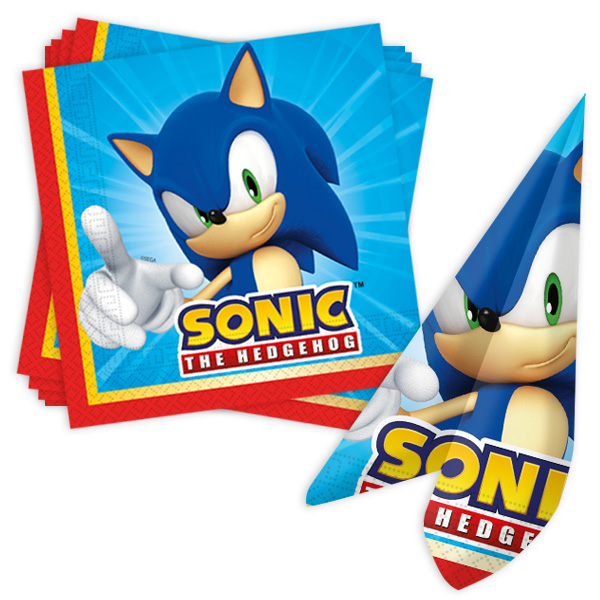 Servietten Sonic the Hedgehog im 20er Pack, 33cm x 33cm, Sonic Tischdeko von Procos