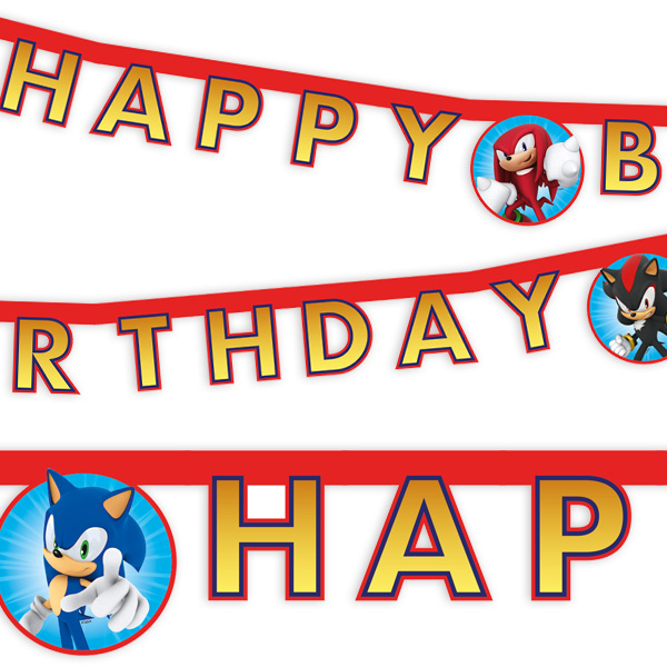 Sonic Buchstabenkette, "Happy Birthday", 2m, Sonic Raumdekoration von Procos