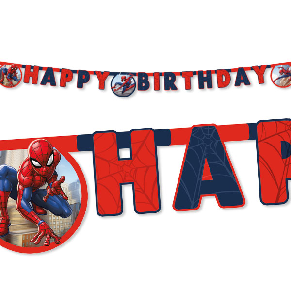 Spiderman Crime Fighters Buchstabenkette, "Happy Birthday", 2m, Raumdekoration Spiderman Crime Fighters Buchstabenkette, "Happy Birthday", 2m, Raumdekoration