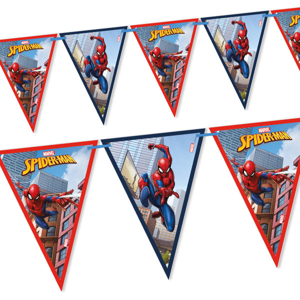 Spiderman Crime Fighters Wimpelkette, 2,3m, Superhelden Raumdeko von Procos
