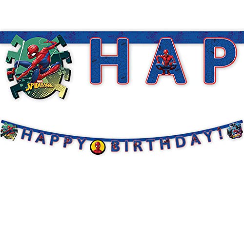 Procos 89454 - Girlande Happy Birthday, Spiderman Team Up, Länge 2 m, Buchstaben-Girlande, Schriftzug, Hänge-Dekoration, Geburtstag, Mottoparty Procos 89454 - Girlande Happy Birthday, Spiderman Team Up, Länge 2 m, Buchstaben-Girlande, Schriftzug, Hänge-Dekoration, Geburtstag, Mottoparty von Procos