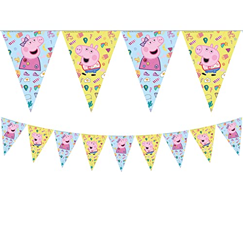 Procos 91104 - Flaggenbanner Peppa Pig, Länge 230 cm, Größe der Wimpel ca. 17,5 x 25,5 cm, Girlande aus Kunststoff, Peppa Wutz, Party, Dekoration Procos 91104 - Flaggenbanner Peppa Pig, Länge 230 cm, Größe der Wimpel ca. 17,5 x 25,5 cm, Girlande aus Kunststoff, Peppa Wutz, Party, Dekoration von Procos