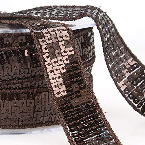 STEPHANOISE Paillettenband, Kaffeebraun, Größe 10 mm x 14,5 m von Products From Abroad