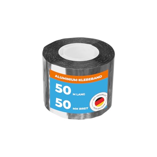 Metallisiertes Klebeband 50m x 50mm hitzebeständig 1 Rolle wasserdichtes Alu Klebeband zum Reparieren Abdichten und Dämmen, Isolierband Abdichtung gegen Feuchtigkeit & Isolierung für Rohre von Produktiv Handel