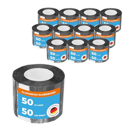 Aluminiumbeschichtetes Klebeband 50m x 50mm | 12 Rollen wasserdichtes Alu Klebeband zum Reparieren Abdichten und Dämmen | Isolierband Abdichtung gegen Feuchtigkeit & Isolierung für Rohre Aluminiumbeschichtetes Klebeband 50m x 50mm | 12 Rollen wasserdichtes Alu Klebeband zum Reparieren Abdichten und Dämmen | Isolierband Abdichtung gegen Feuchtigkeit & Isolierung für Rohre von Produktiv Handel