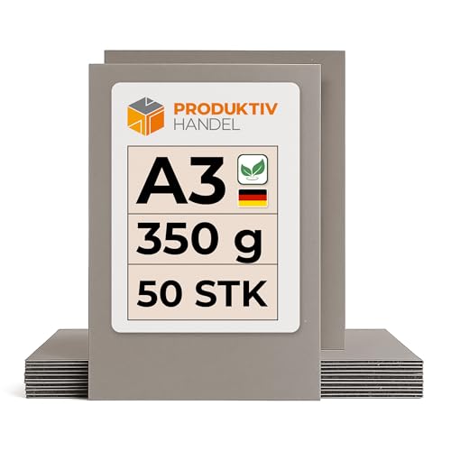 Graukarton A3 – 350 g/m² | 50 Bögen | Bastelkarton für Kinder & Erwachsene | Graupappe recycelt & stabil | Made in Germany | Buchbinderpappe von Produktiv Handel Graukarton A3 – 350 g/m² | 50 Bögen | Bastelkarton für Kinder & Erwachsene | Graupappe recycelt & stabil | Made in Germany | Buchbinderpappe von Produktiv Handel von Produktiv Handel