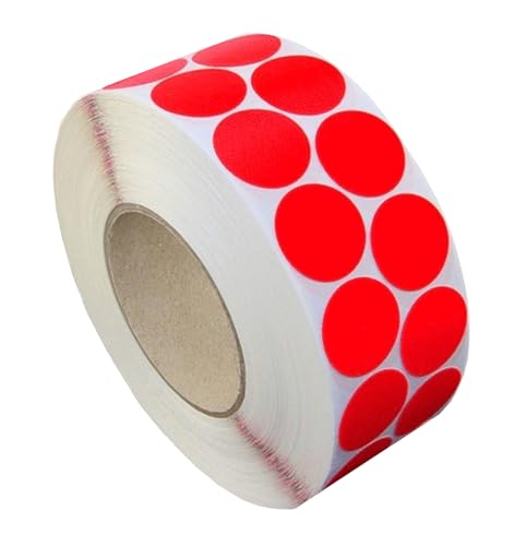 Gewebeklebepunkte Premium 1000 Etiketten rund Ø 30mm extra dick schwarz weiß rot blau neon grün gelb pink orange Markierungspunkte ablösbar (rot) von Profiklebeband