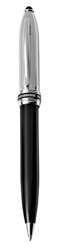 Progressio Kugelschreiber aus verchromtem Metall, schwarz, klassisch, elegantes Design, mit schwarzem Etui von Progressio