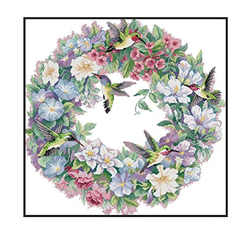 Prokreuzstich 14CT Stamped Cross Stitch Kits Stickerei Cross Stitch Kits Schönes Tier Anime Einfache Anfänger Handarbeit DIY: Kolibri Kunst (51cm x 50cm) von Prokreuzstich