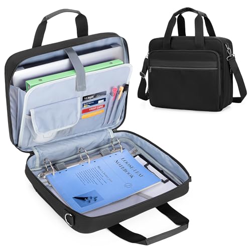 Prokva Schreibmappe A4 mit Griff und Riemen, Konferenzmappe mit Ringbuch und Reißverschluss, 13" Laptop, Reise Business Dokumententasche, Tragbares Büro, Schwarz Prokva Schreibmappe A4 mit Griff und Riemen, Konferenzmappe mit Ringbuch und Reißverschluss, 13" Laptop, Reise Business Dokumententasche, Tragbares Büro, Schwarz von Prokva