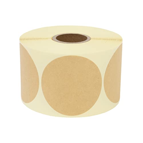 Prolac Markierungspunkte – 500 Stück Bunte Klebepunkte auf Rolle, 50x50 mm - Kraftpapier Braun, Glue Dots, Selbstklebende, Runde Aufkleber perfekt für Kennzeichnung im Büro, Sticker rund von Prolac