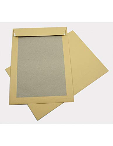 Netuno 100x braune Papprückwandtasche DIN B4 250 × 353 mm 400g Versandtasche mit Papprücken haftklebend ohne Fenster großer Briefumschlag mit Papprückwand aus Graupappe von Netuno