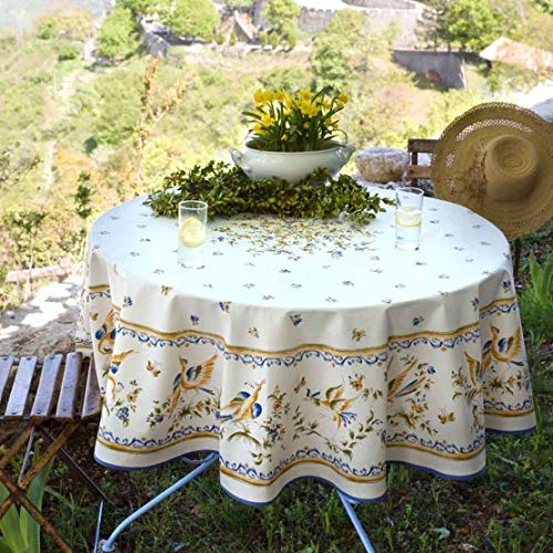 Tischdecke Provençale, schmutzabweisend, blau, 100 % Polyester – rund oder rechteckig (180 cm) von Promo Linge
