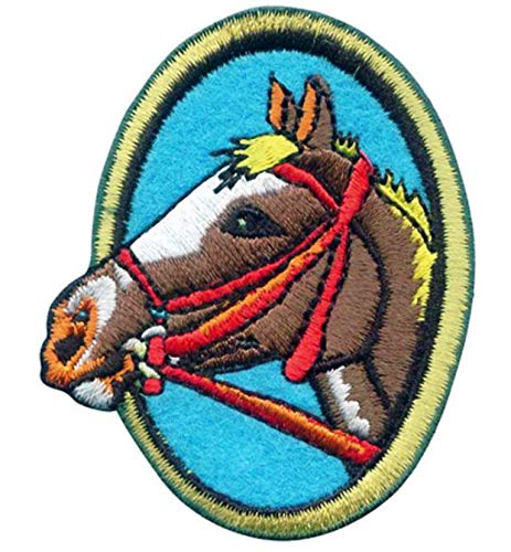 Pronty gestickte Motive - Horses Blue oval 6 x 5 cm von Pronty
