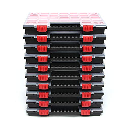 Kistenberg 10x Sortimentskasten NORS14 Sortierbox Set Sortierkasten Kleinteilemagazin Mit Trennstegen Mit komfortablem und stabilem Griff Durchsichtiger Deckel Kunststoff 39,9 x 30,3 x 5 cm von Prosperplast