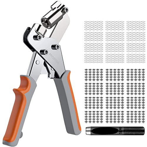 Ösenzange Set mit 300 Ösen Tragbares Lochzangen Set mit Locher und 300 Aluminium-Ösen (Innendurchmesser 10 mm) für Leder, wasserdichte Öltücher, Papiertüten und PVC von Proster