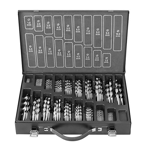 Proteco-Werkzeug® Metall-Bohrer Spiralbohrer Magazin in Metallkassette HSS-G, 170-tlg. Bohrersatz Spiralbohrer geschliffen von Proteco-Werkzeug
