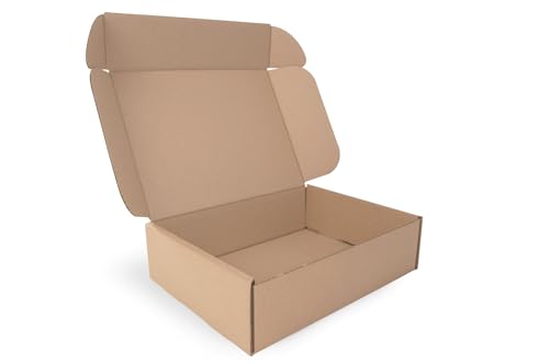Faltkarton 10 Stück 300x230x80 mm Karton - Braun - Wellpappe - Stark 3-lagigem Karton - Versandkarton - Verpackung - Versandtaschen - Geschenkbox - Post - Warensendung - Steckverschluss - Schachtel von ProtectBox+