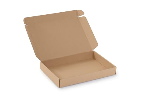 Faltkarton 10 Stück 334x244x45 mm Karton - Braun - Wellpappe - Stark 3-lagigem Karton - Versandkarton - Verpackung - Versandtaschen - Geschenkbox - Post - Warensendung - Steckverschluss - Schachtel von ProtectBox+