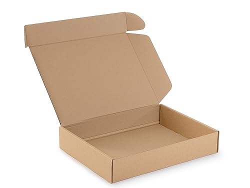 Faltkarton 10 Stück 430x330x80 mm Karton - Braun - Wellpappe - Stark 3-lagigem Karton - Versandkarton - Verpackung - Versandtaschen - Geschenkbox - Post - Warensendung - Steckverschluss - Schachtel von ProtectBox+