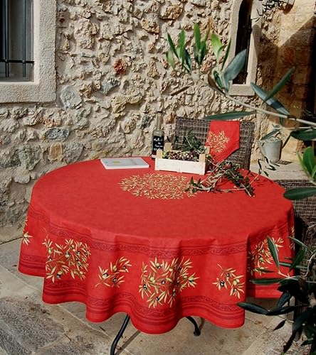 Provence-Tischdecke rund ca. 180 cm Maussane Cotto, Baumwolle von Provencestoffe