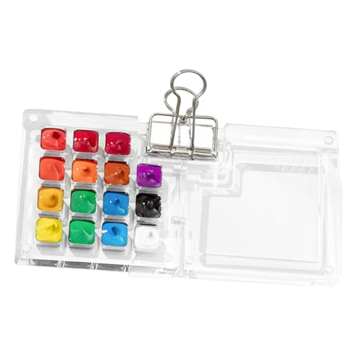 Leere Aquarellpalette Malkasten, 12 Mulden Luftdicht Palettenbox, Empty Reise Tragbare Aquarellpalette Reise-Farbpalettenbox Mit Faltbarer Pinsel-Unterlegscheibe, Tragbar, Mulden von Proypiax