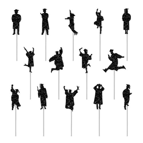 Proypiax Abschluss Cupcake Toppers, Abschlusskuchendekorationen, Papierabschluss -Vorspeise Picks, Cupcake -Dekoration, Set von 14 dekorativen Picks für Vorspeisen von Proypiax