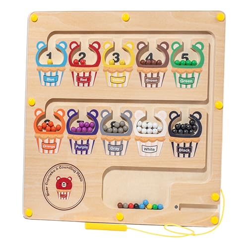 Proypiax Magnetisches Puzzle, Magnetfarbe und Zahl Maze | Holzmagnetnummer Maze,Lernaktivitäten für Bildungsvorschulen, motorisches Fertigkeitsspiel für Homeschool -Innen im Klassenzimmer von Proypiax