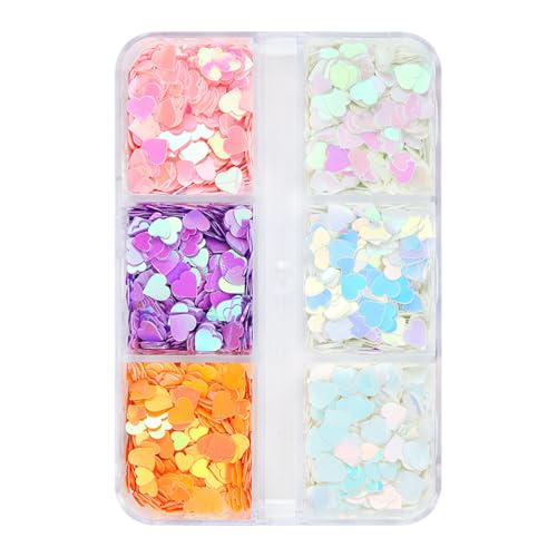 Proypiax Nagel Strass,6 Farben Herz Nageldesign Glitzer Sequins - Holografische Maniküre Deko Acryl Applikationen Für Frauen Mädchen Handydekoration Proypiax Nagel Strass,6 Farben Herz Nageldesign Glitzer Sequins - Holografische Maniküre Deko Acryl Applikationen Für Frauen Mädchen Handydekoration von Proypiax