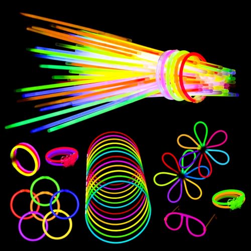 Knicklichter Leuchtstäbe - 100 Knicklichter Party Set für Kinder mit 100 Verbinder Armbänder Halsketten für Party Deko Hochzeiten Silvester Feuerwerk Party (Knicklichter-122) von Prtoworior