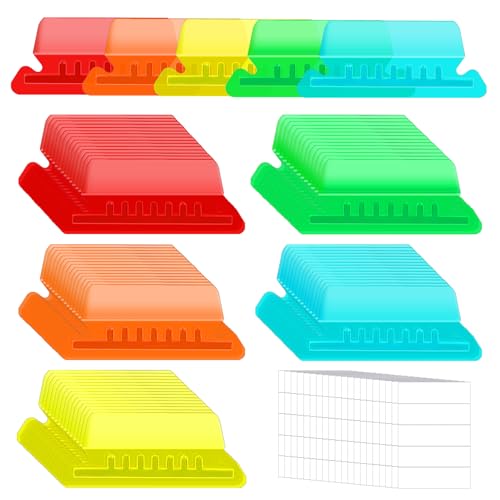 200 Stück Hängeregistraturen und 200 Stück 5,1 cm Einlegeetiketten, Kunststoff-Ordner-Tabs zum Aufhängen von Ordnern, Akten (mehrfarbig) von Prudiut