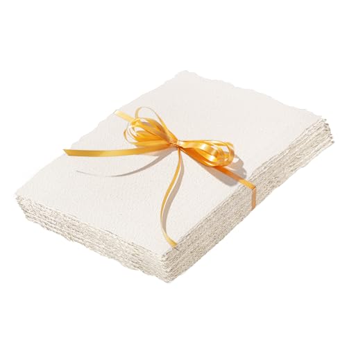 50 Blatt Büttenpapier, 12,7 x 17,8 cm, 160 g/m², handgefertigtes Papier, raues/strukturiertes Aquarellpapier für Hochzeitseinladungen, Karten, Bastelarbeiten 50 Blatt Büttenpapier, 12,7 x 17,8 cm, 160 g/m², handgefertigtes Papier, raues/strukturiertes Aquarellpapier für Hochzeitseinladungen, Karten, Bastelarbeiten von Prudiut