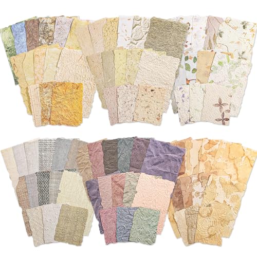 Vintage-Papier-Set, gemischte Medien, strukturiertes und Reispapier für Scrapbooking, Junk-Tagebücher, Kartenherstellung, Collagen-Kunst (6 Themen, geprägte Designs), 168 Stück von Prudiut
