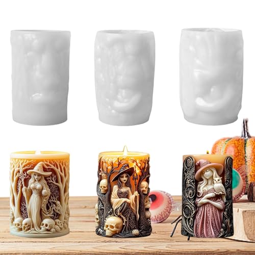 3 Stück Kerzen Selber Machen Set Hexen -Aromatherapie Kerze Schimmel Halloween Porträt Kerze Horror Kreative Silikonform-Hexe Silikon Seifenherstellung Werkzeug 3 Stück Kerzen Selber Machen Set Hexen -Aromatherapie Kerze Schimmel Halloween Porträt Kerze Horror Kreative Silikonform-Hexe Silikon Seifenherstellung Werkzeug von Pruojhw