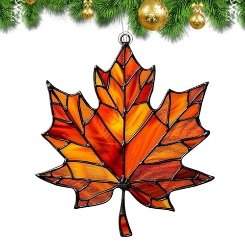Ahornblatt Ornament Aus Gebeiztem Acryl Zum Aufhängen Am Fenster, Herbsts Deko Anhänger Hängend Fenster Hängend, Ahornblatt Anhänger Ornament Acryl-Wandkunst Wanddekoration von Pruojhw