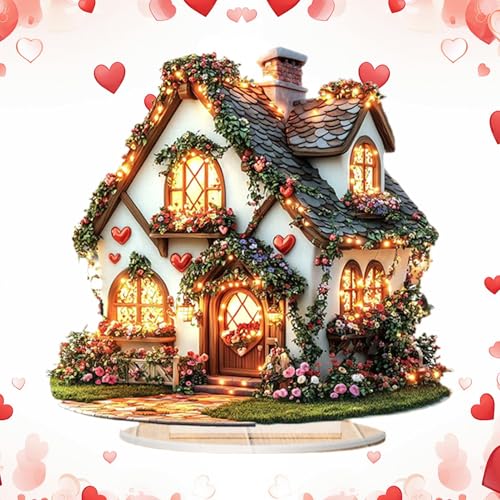 Pruojhw Dekoration in Form eines kleinen Hauses, Schild in Form eines Hauses | Valentinstagshaus Tischschild – kleines Wintermantel-Ornament aus Acryl, Hausform, Dekoration Pruojhw Dekoration in Form eines kleinen Hauses, Schild in Form eines Hauses | Valentinstagshaus Tischschild – kleines Wintermantel-Ornament aus Acryl, Hausform, Dekoration von Pruojhw
