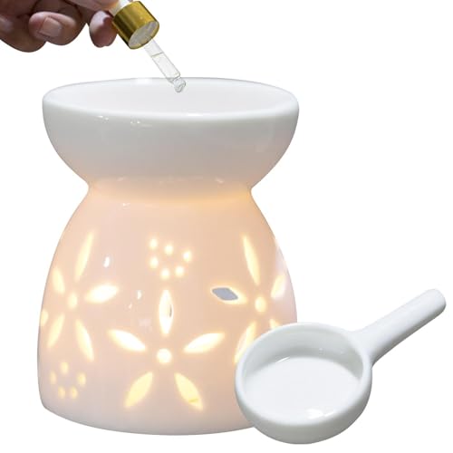 Duftlampe Keramik Weiß, Duftlicht Keramik Mit Kerzenhalter Teelichthalter, Ätherisches Öl Brenner, Aromalampe Für Ätherische Öle Teelicht, Aromabrenner Für Duftöl Duftwachs Duftlampe Keramik Weiß, Duftlicht Keramik Mit Kerzenhalter Teelichthalter, Ätherisches Öl Brenner, Aromalampe Für Ätherische Öle Teelicht, Aromabrenner Für Duftöl Duftwachs von Pruojhw