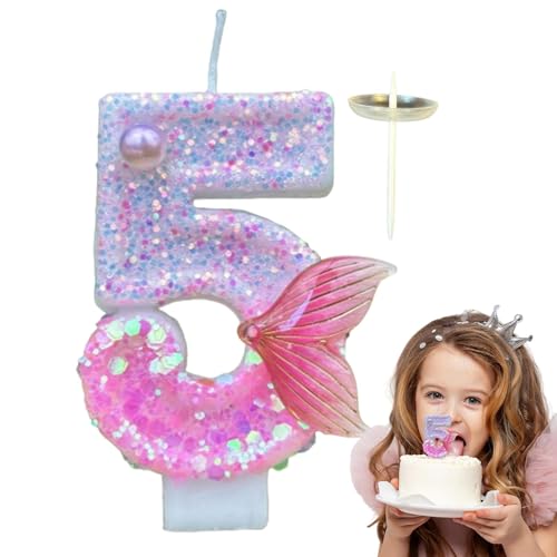 Pruojhw Geburtstagskerzen, Geburtstagskerzen für Kuchen, Glitzerkerzen mit Fischschwanzdekorationen, Meeting-Themenparty-Dekorationen, Kuchendekoration Pruojhw Geburtstagskerzen, Geburtstagskerzen für Kuchen, Glitzerkerzen mit Fischschwanzdekorationen, Meeting-Themenparty-Dekorationen, Kuchendekoration von Pruojhw