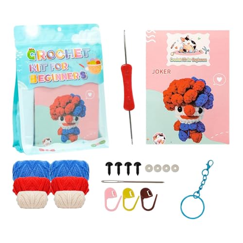 Pruojhw Häkelset für Anfänger, Stricken Set mit Garn - Niedliches Häkelset Rot und Blau Clown Start Kit - Strickset, Schritt für Schritt Häkelbedarf mit Garn für Pruojhw Häkelset für Anfänger, Stricken Set mit Garn - Niedliches Häkelset Rot und Blau Clown Start Kit - Strickset, Schritt für Schritt Häkelbedarf mit Garn für von Pruojhw