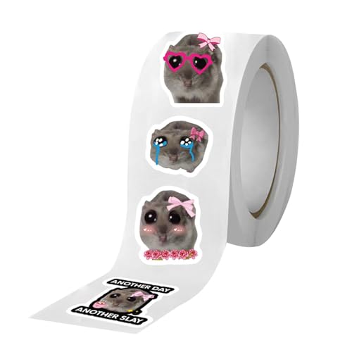 Pruojhw Hamster-Aufkleber, niedliche Tieraufkleber, seltsame Aufkleber, 500 Stück, niedliches Tier-Aufkleber, trauriger Hamster | Scrapbooking-Zubehör, Hamster-Aufkleber 10 von Pruojhw