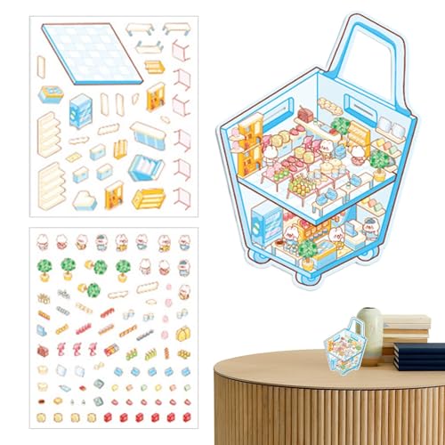 Pruojhw Miniaturen House Scene Stickers, Miniatur Szene Sticker Set – Scrapbooking 3D Aufkleber lose – Selbstklebendes Papier für kreative Möbel-Zeichnungen Pruojhw Miniaturen House Scene Stickers, Miniatur Szene Sticker Set – Scrapbooking 3D Aufkleber lose – Selbstklebendes Papier für kreative Möbel-Zeichnungen von Pruojhw